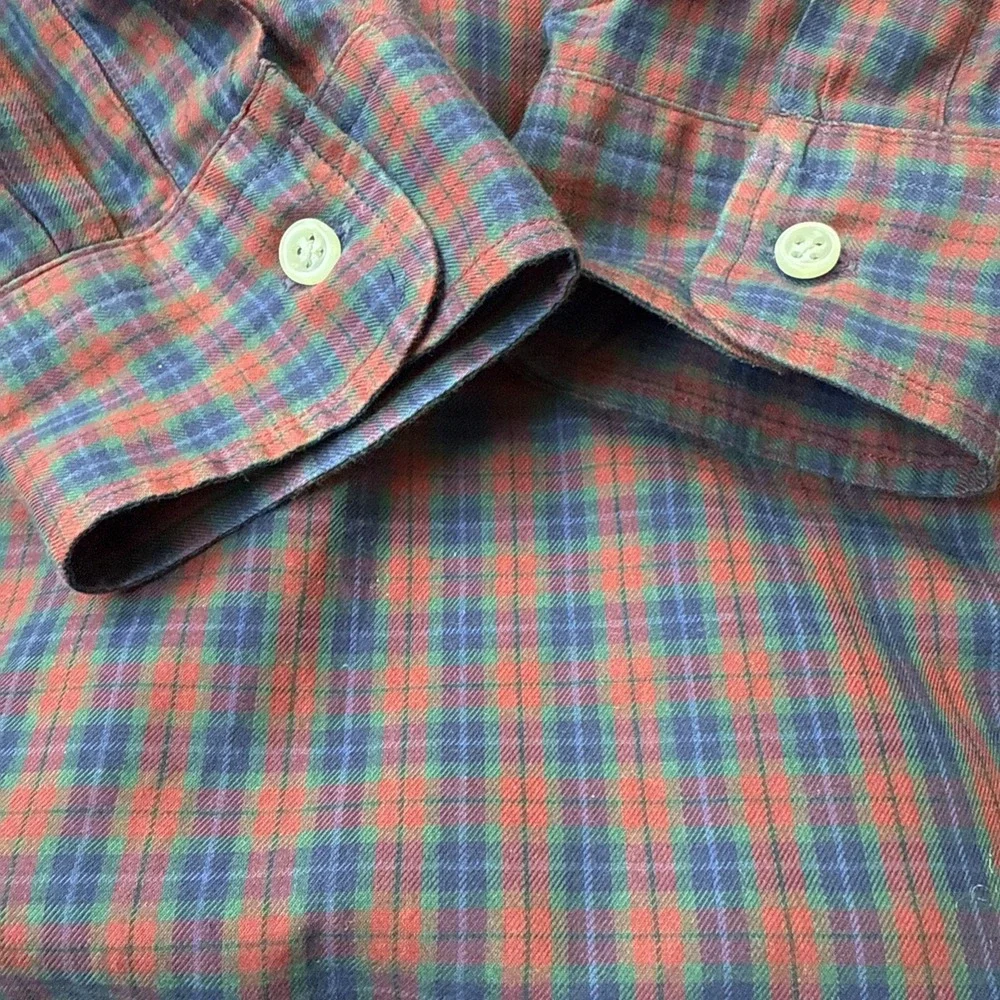 Polo Ralph Lauren Shirt Mens Medium Red Tartan Plaid Lowell Sport Sleeved Cotton